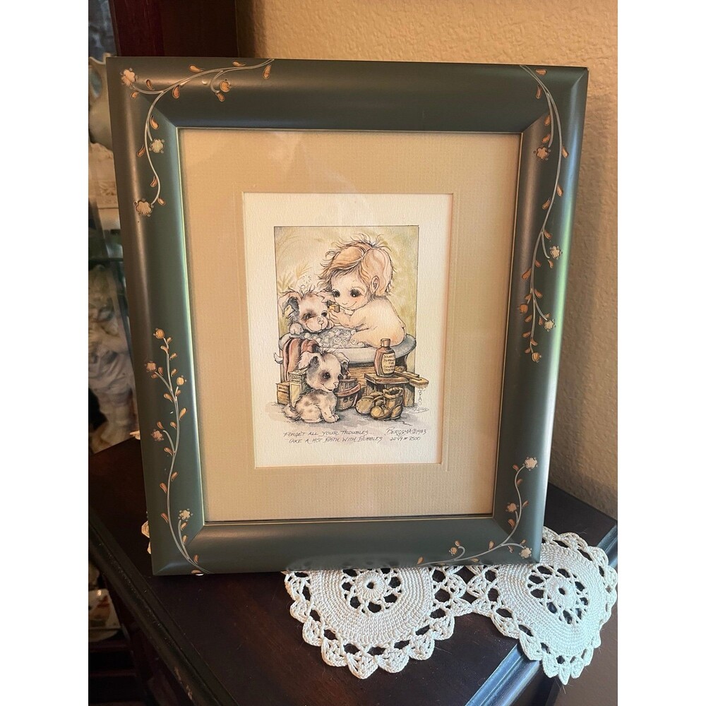 Vintage Jody Bergsma Bubble Bath Signed and Numbered Litho